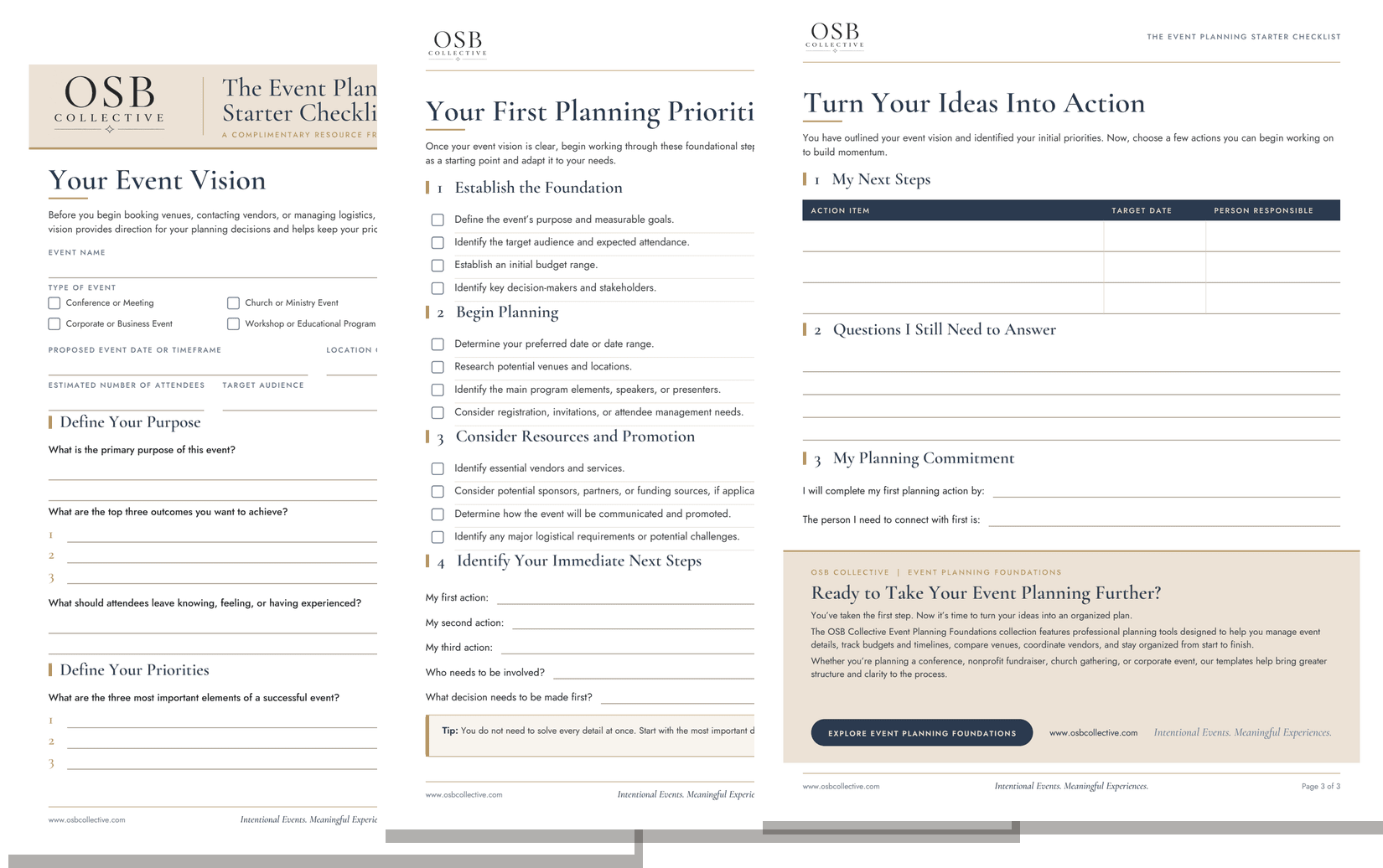 Preview of the three-page Event Planning Starter Checklist
